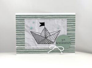 Grußkarte zur Konfirmation „Papierschiff“ – Klappkarte 10,5 x 15 cm