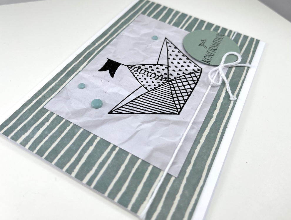 Grußkarte zur Konfirmation „Papierschiff“ – Klappkarte 10,5 x 15 cm – Bild 2