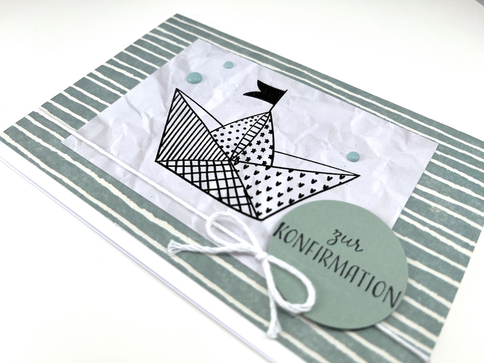 Grußkarte zur Konfirmation „Papierschiff“ – Klappkarte 10,5 x 15 cm – Bild 3