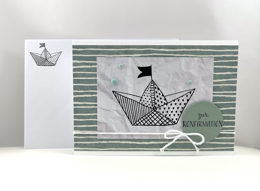 Grußkarte zur Konfirmation „Papierschiff“ – Klappkarte 10,5 x 15 cm – Bild 5