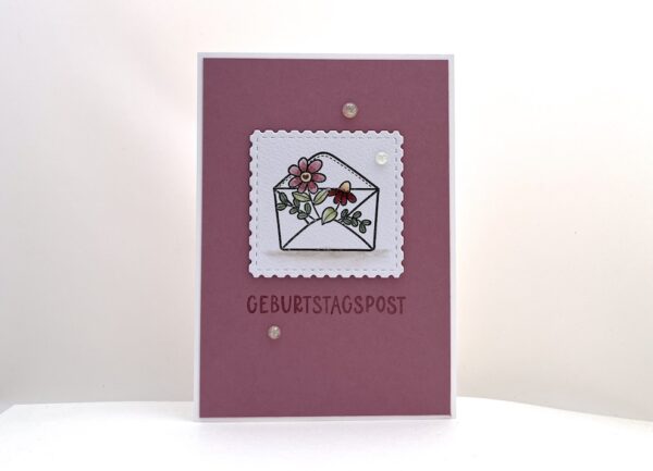 Karte zum Geburtstag -Briefumschlag, rosa-