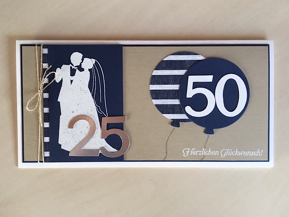 Karte zur Silbernen Hochzeit und 50. Geburtstag