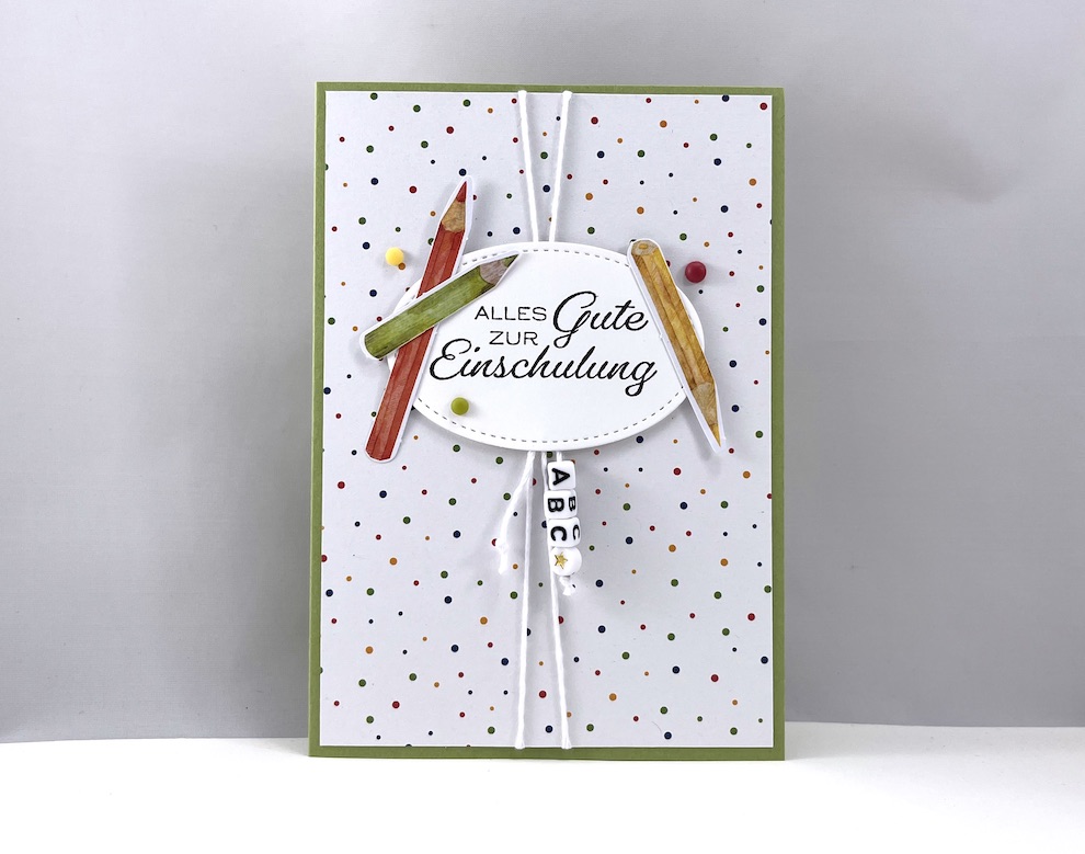 Grußkarte zur Einschulung -Stifte-