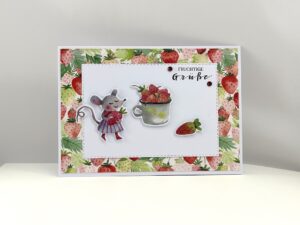 Grußkarte -Fruchtige Grüße mit Erdbeeren & Mäusen-