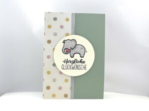 Grußkarte zur Geburt mit Elefant