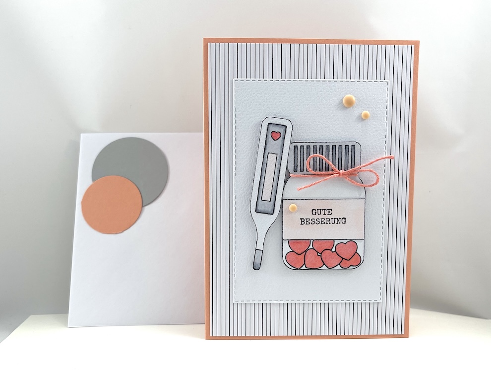 Genesungskarte „Gute Besserung“ – Tabletten & Thermometer - Klappkarte 10,5 x 15 cm – Bild 4