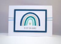 Babykarte Regenbogen blau Bild 1