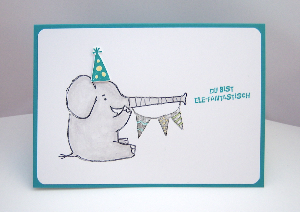 Geburtstag - Geburtstagskarte Elefant, blau