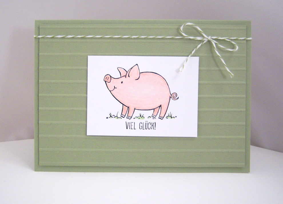 Sonstiges - Grußkarte Viel Glück Schweinchen Bild 1
