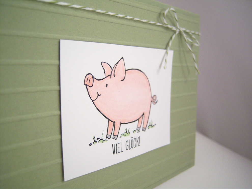 Grußkarte Viel Glück Schweinchen Bild 2
