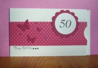 Geburtstagskarte Gutscheintasche Punkte Schmetterlinge rosa