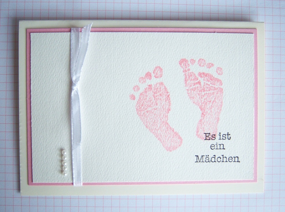 Geburt / Taufe - Karte zur Geburt Babyfüsse rosa