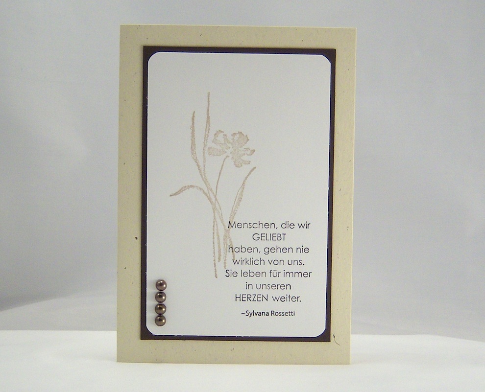 Trauer - Trauerkarte Blume mit Perlen