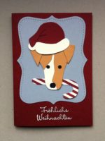 Weihnachtskarte Hund mit Weihnachtsmuetze